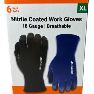 NWT - Octogrip 18-Gauge Work Gloves, 6-count Size XL